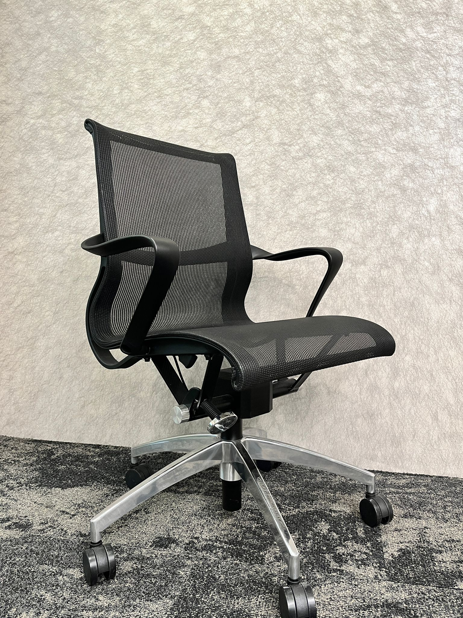 Mesh Meeting Chair Set Style Dark Grey